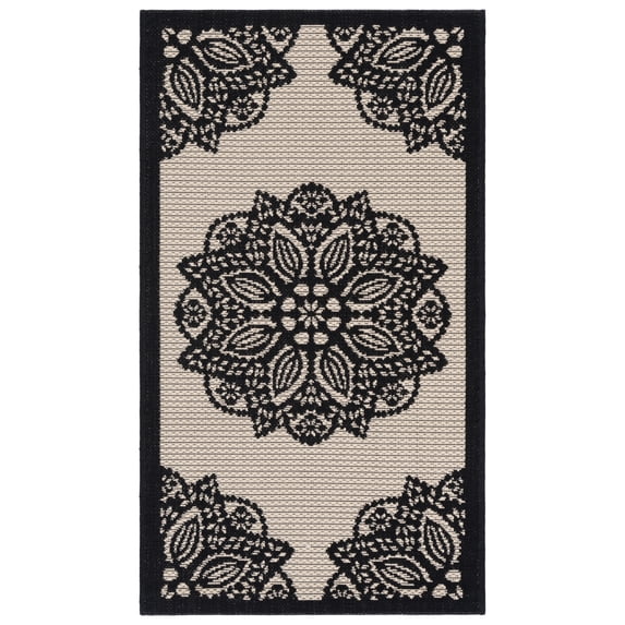 Safavieh Courtyard Millicent Medallion Indoor/Outdoor Area Rug, Beige/Black, 2' x 3'7"