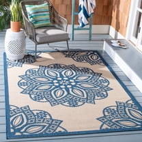 Safavieh Courtyard Millicent Medallion Indoor/Outdoor Area Rug, Beige/Navy, 5'3" x 7'7"