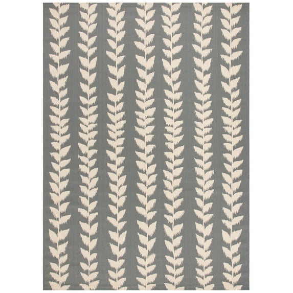 SAFAVIEH Courtyard Milford Leaves Indoor/Outdoor Area Rug, Anthracite/Beige, 8' x 11'