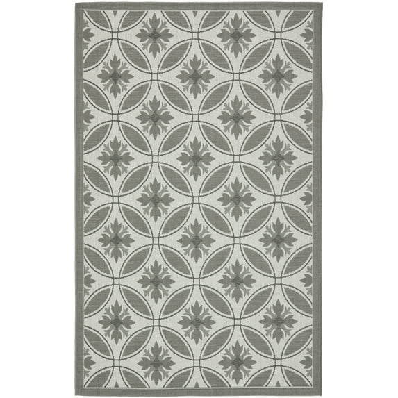Safavieh Courtyard Rose Geometric Indoor/Outdoor Area Rug, Anthracite/Light Gray, 5'3" x 7'7"