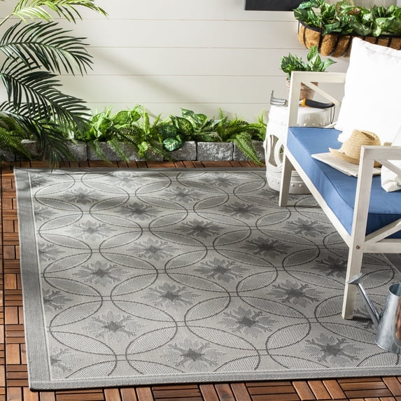Safavieh Courtyard Rose Geometric Indoor/Outdoor Area Rug, Anthracite/Light Gray, 5'3" x 7'7"