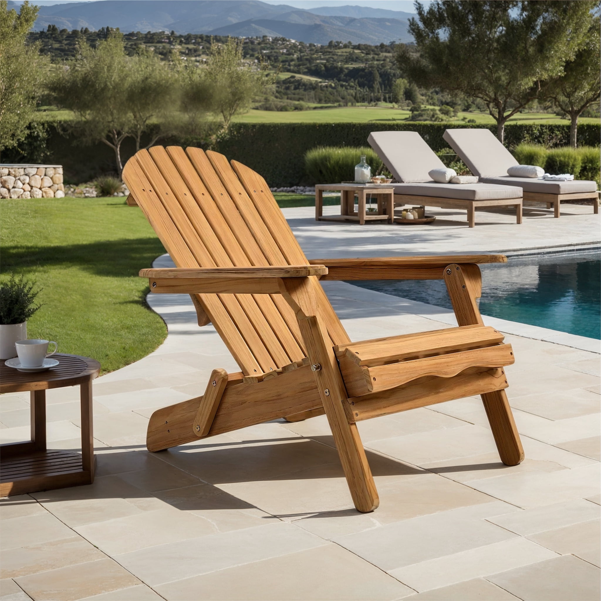 Safavieh Couture Alani Teak Adirondack Chair, Natural