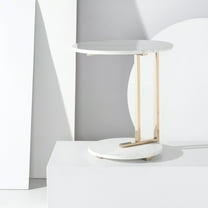 Safavieh Aphrodite Glam Metal and Marble Round End Table, Gold / White