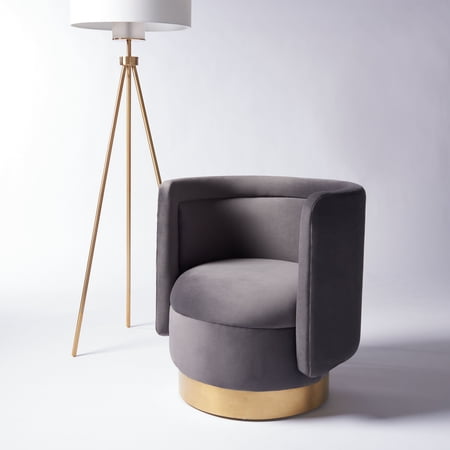 Safavieh Couture Brynlee Swivel Accent Chair - 29.7" W x 27.2" L x 29.7" H Slate Grey/Gold