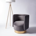 thumbnail image 1 of Safavieh  Couture Brynlee Swivel Accent Chair - 29.7" W x 27.2" L x 29.7" H Slate Grey/Gold, 1 of 5