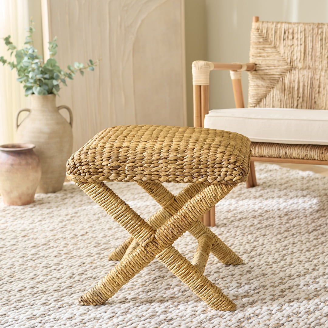Safavieh Couture Caprianna Woven Waterhyacinth Backless Counter Stools, Natural