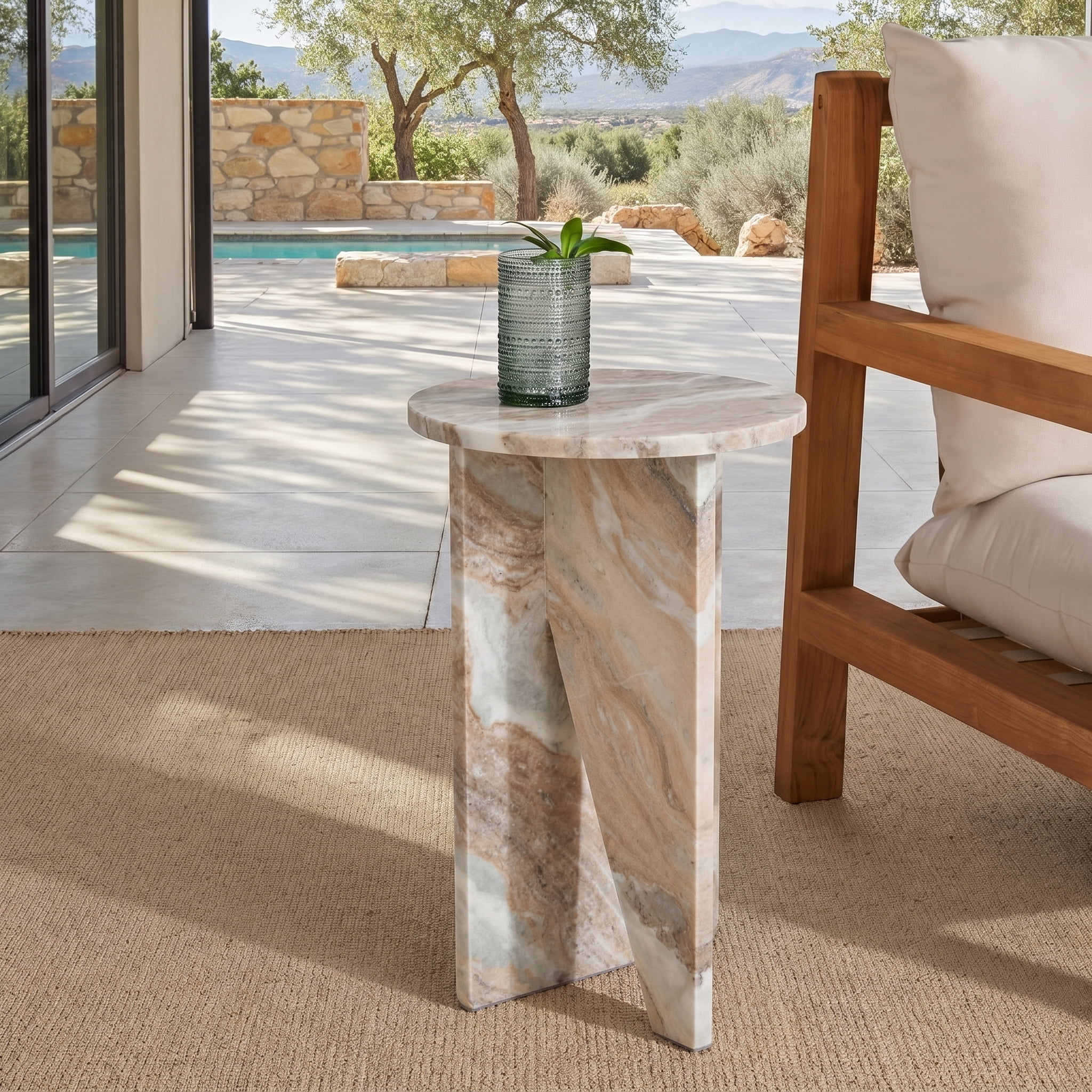 Safavieh Couture Devlin Marble Round End Table, Brown