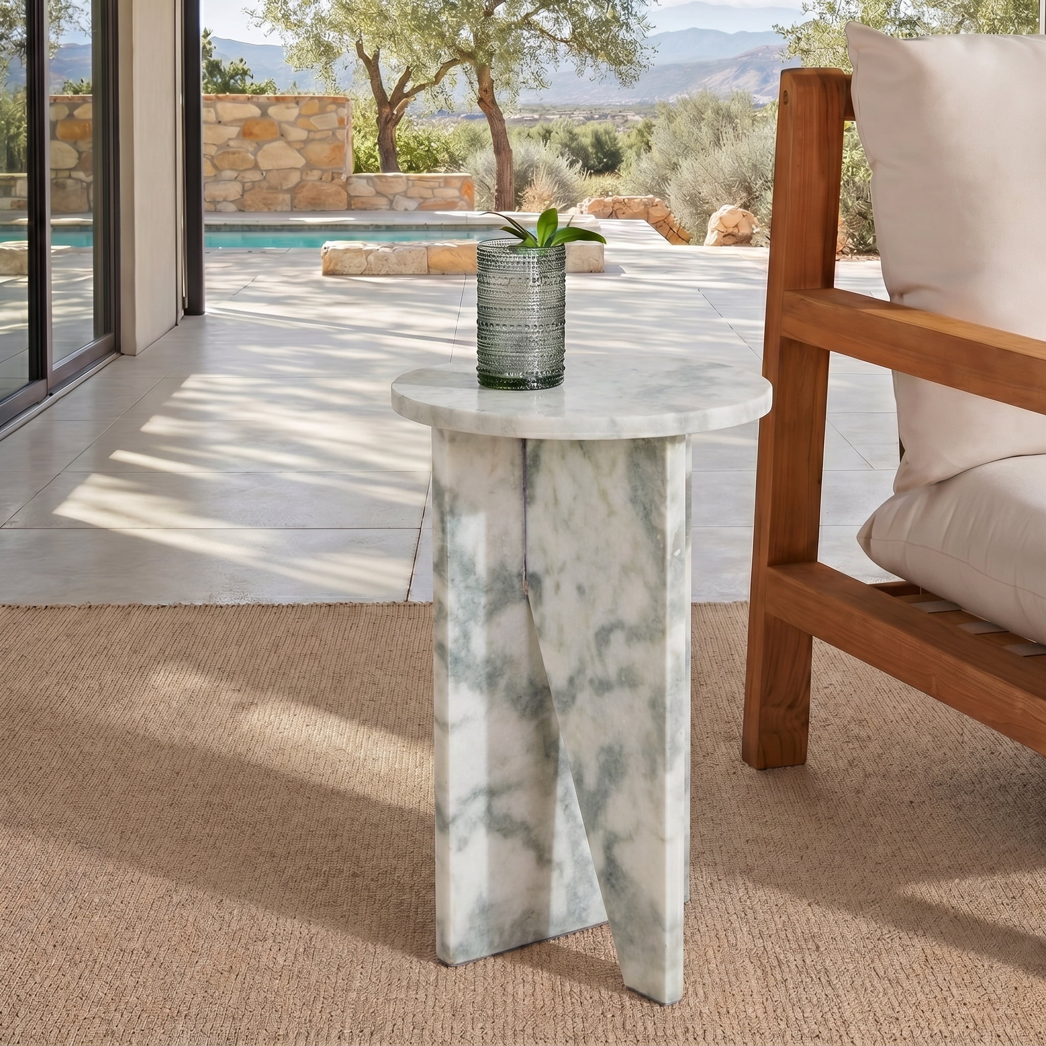 Safavieh Couture Devlin Marble Round End Table, White