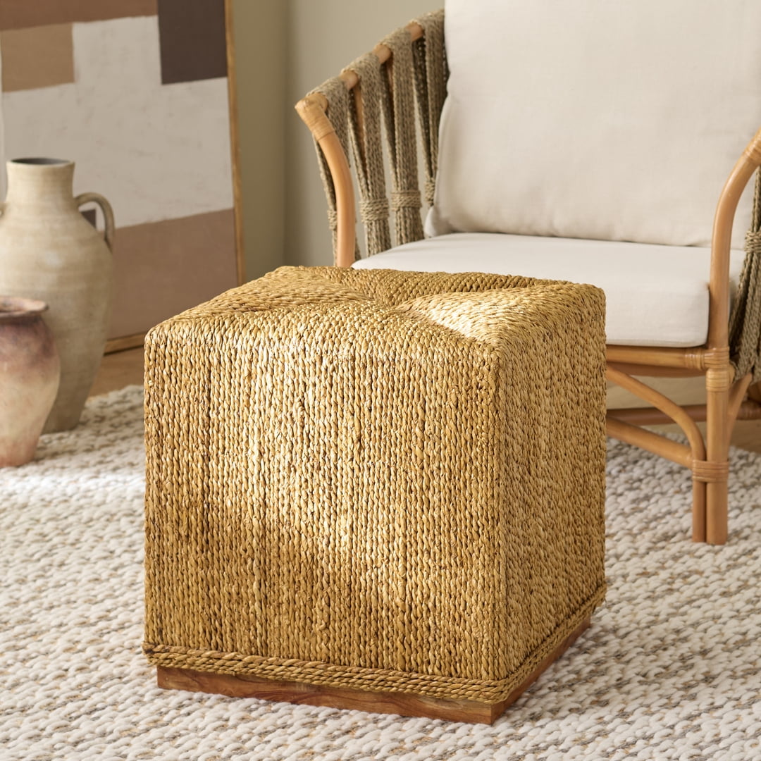 Safavieh Couture Donnabella Woven Abaca Ottoman, Natural