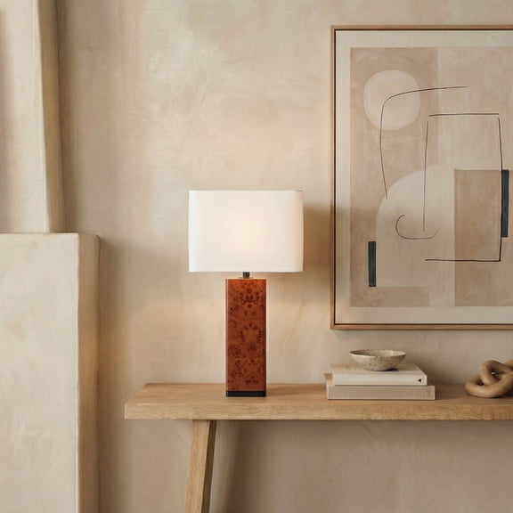 Safavieh Couture Elsee 26.5" Powder Coating Table Lamp, Walnut Burl