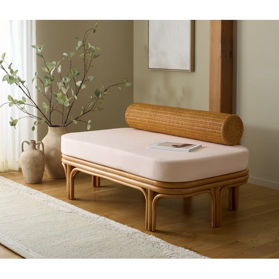 Safavieh Couture Fowley Rattan Upholstered Bench, Natural