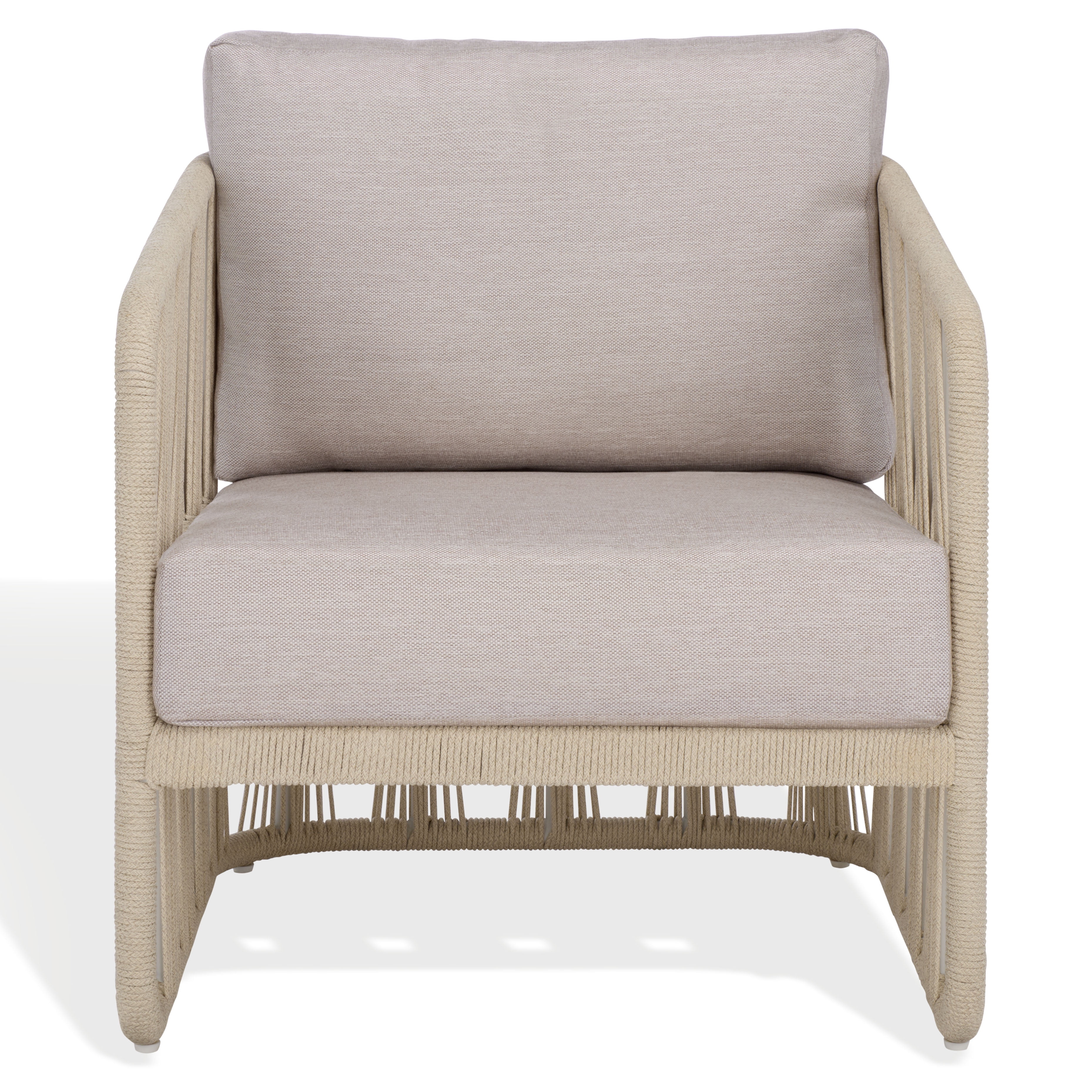 Safavieh Couture Franklyn Coastal Aluminum Patio Chair, White/Beige