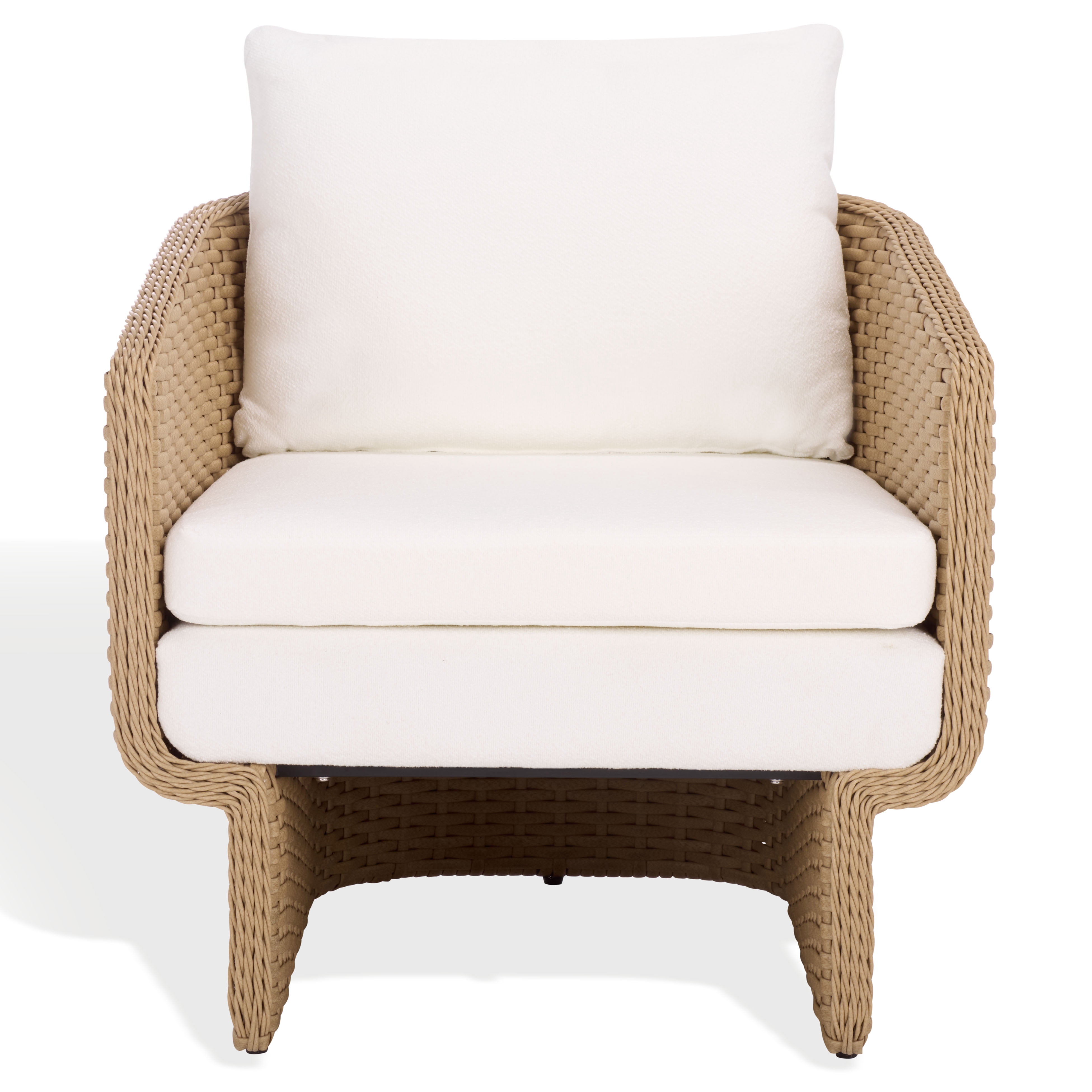 Safavieh Couture Giuseppe Rattan Weaving Modern Outdoor Armchair, Natural/White