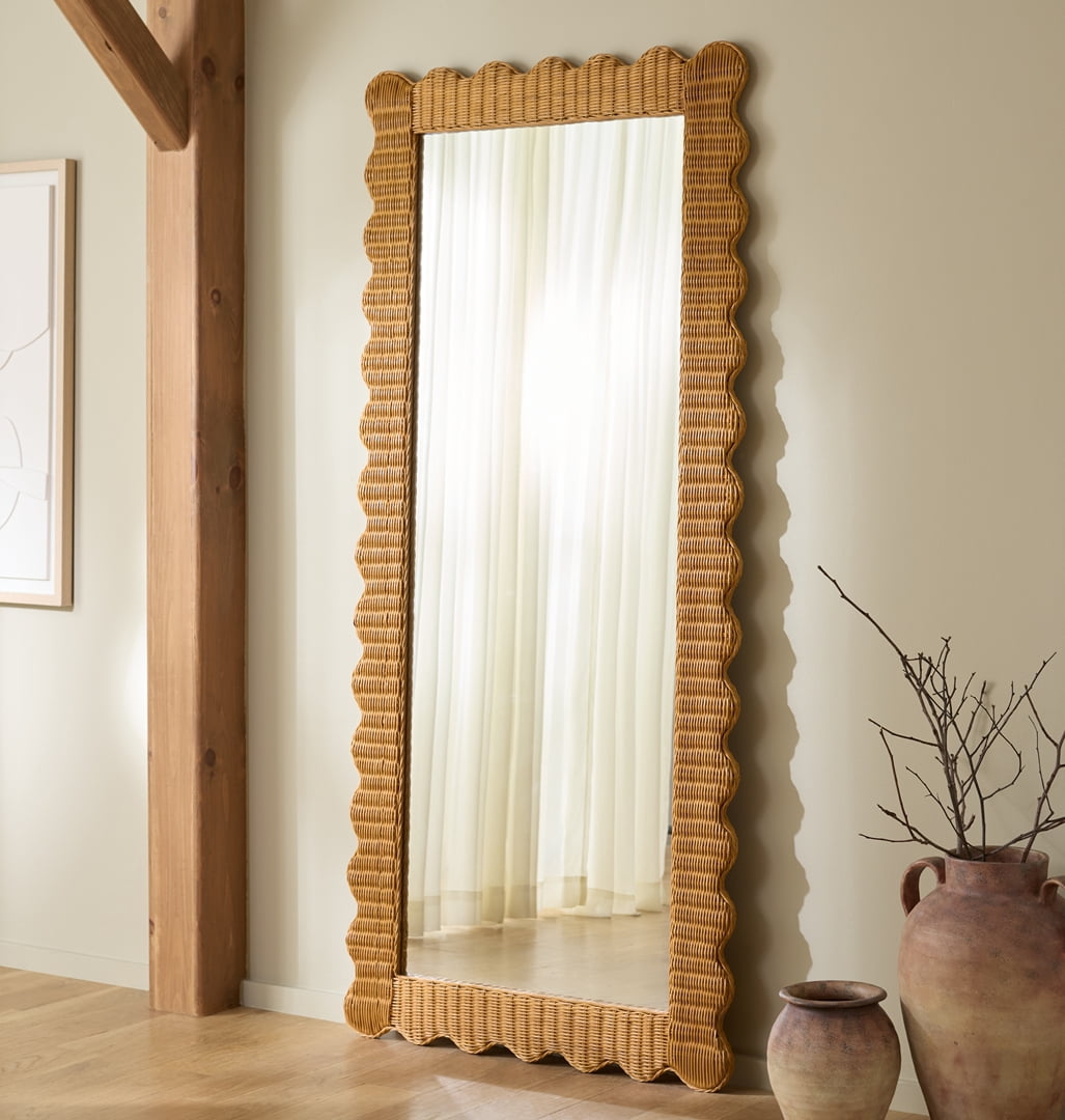 Safavieh Couture Glendetta Rattan 70" Rectangle Mirror, Natural