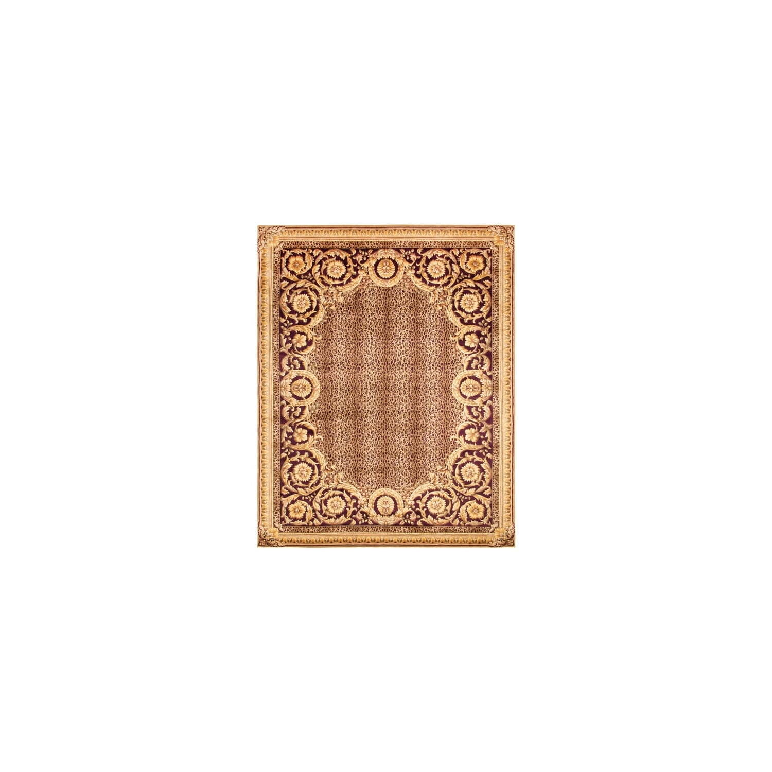 Hand-Knotted Brown and Gold Oriental Wool Rug, 9' x 12'