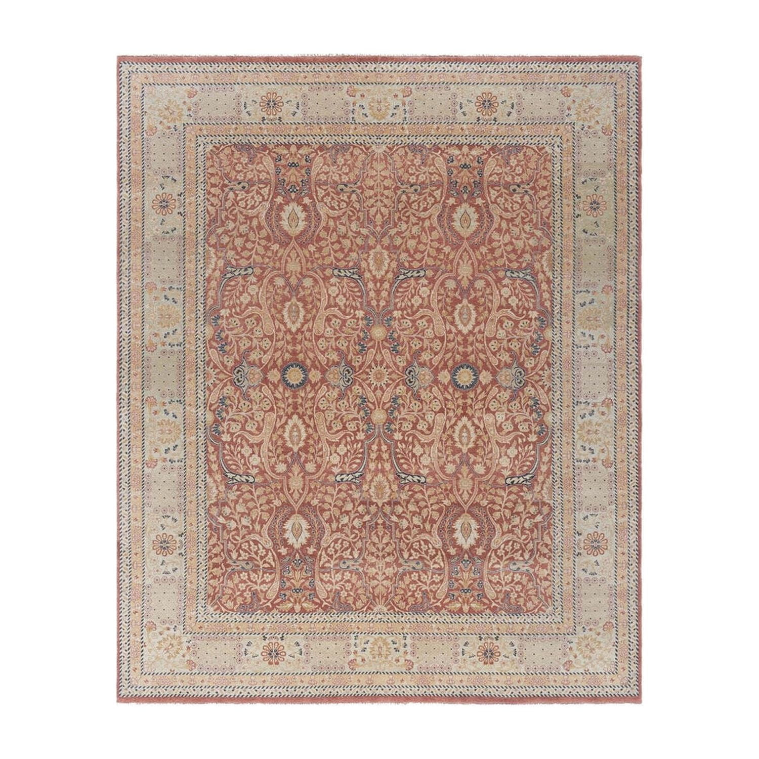 Hand-Knotted Tabriz Style Wool Area Rug 6' x 9' - Earth Tones