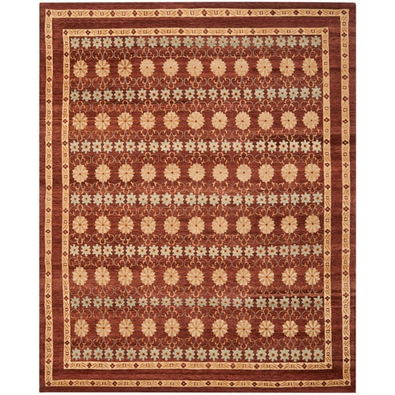 Safavieh Couture Hand-knotted Marrakech Zsanett Traditional Oriental Wool Rug Brown/Light Blue 9' x 12' 9' x 12' Indoor Living Room, Bedroom, Dining