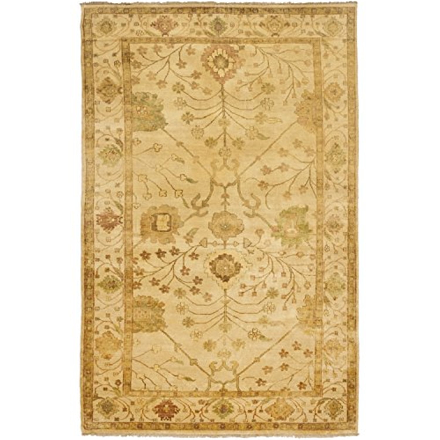 Elegant Ivory Hand-Knotted Wool Oushak Area Rug, 8' x 10'