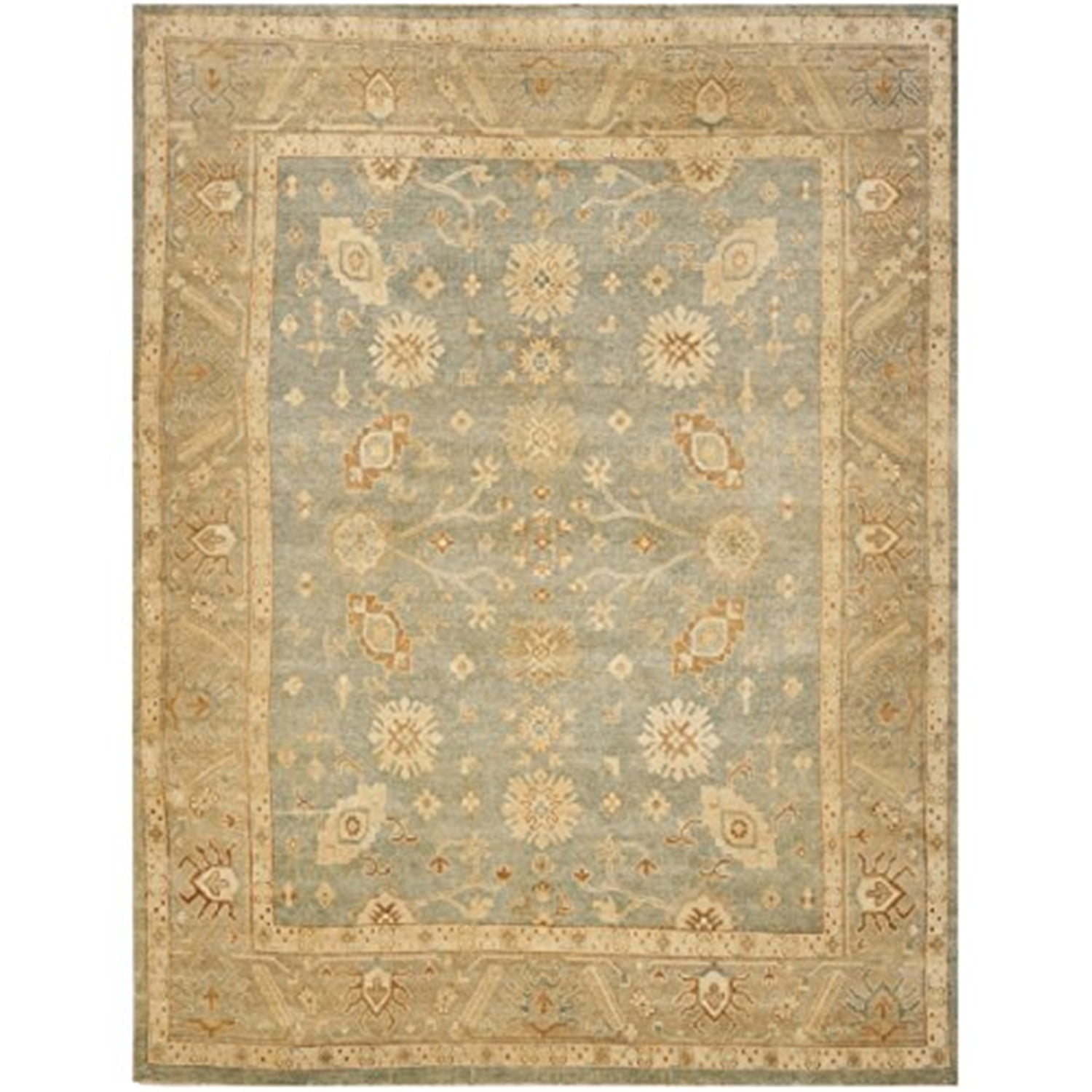 Elysian Light Blue Hand-Knotted Wool 9' x 12' Rectangular Rug
