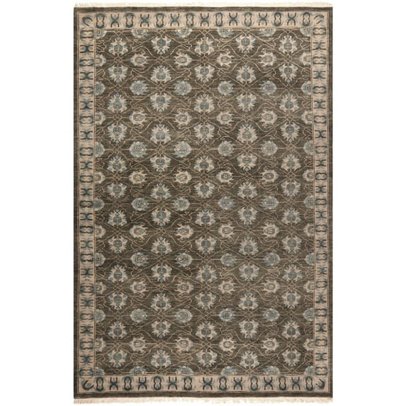 Safavieh Couture Hand-knotted Oushak Marijela Traditional Oriental Wool Rug with Fringe Charcoal 6' x 9' 6' x 9' Living Room, Bedroom
