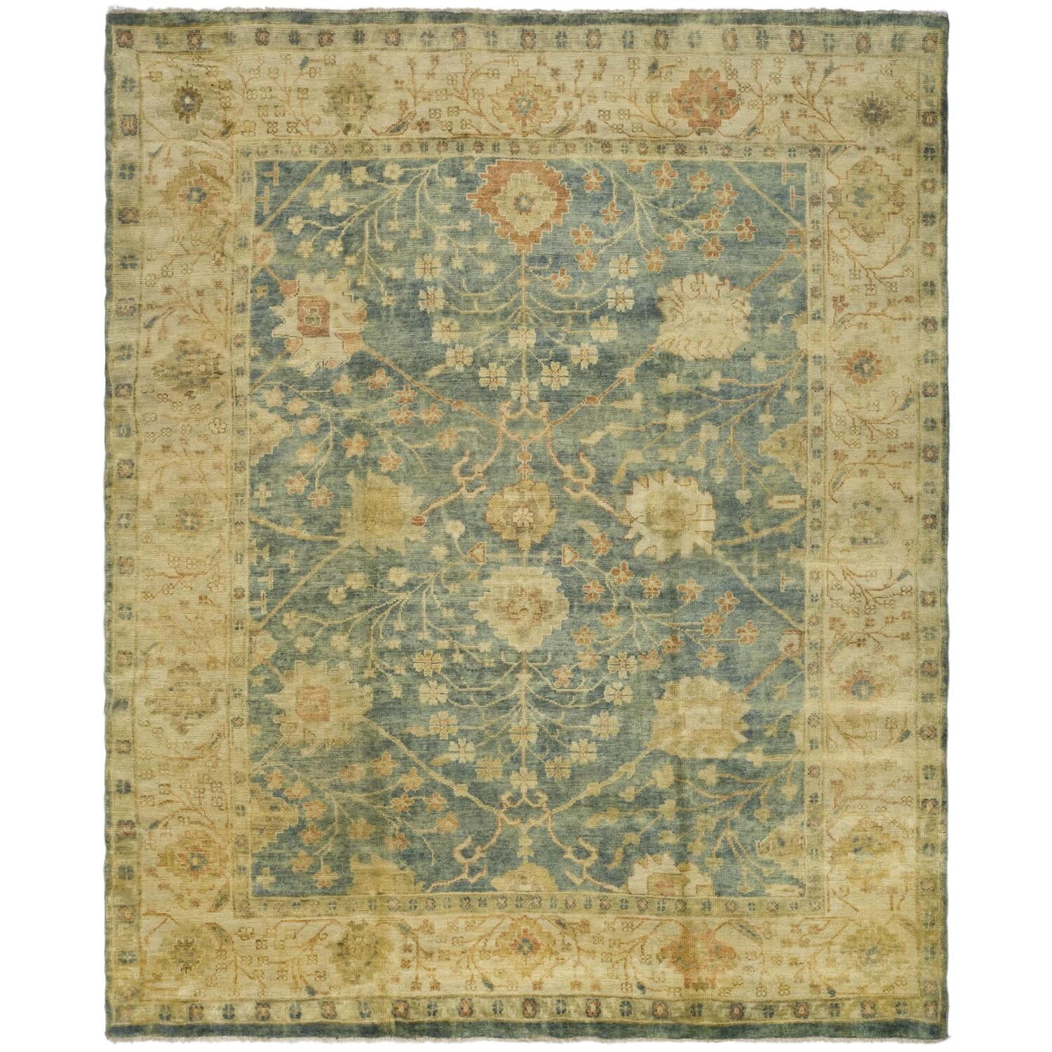 Handmade Medium Blue/Green Wool 8' x 10' Oriental Area Rug