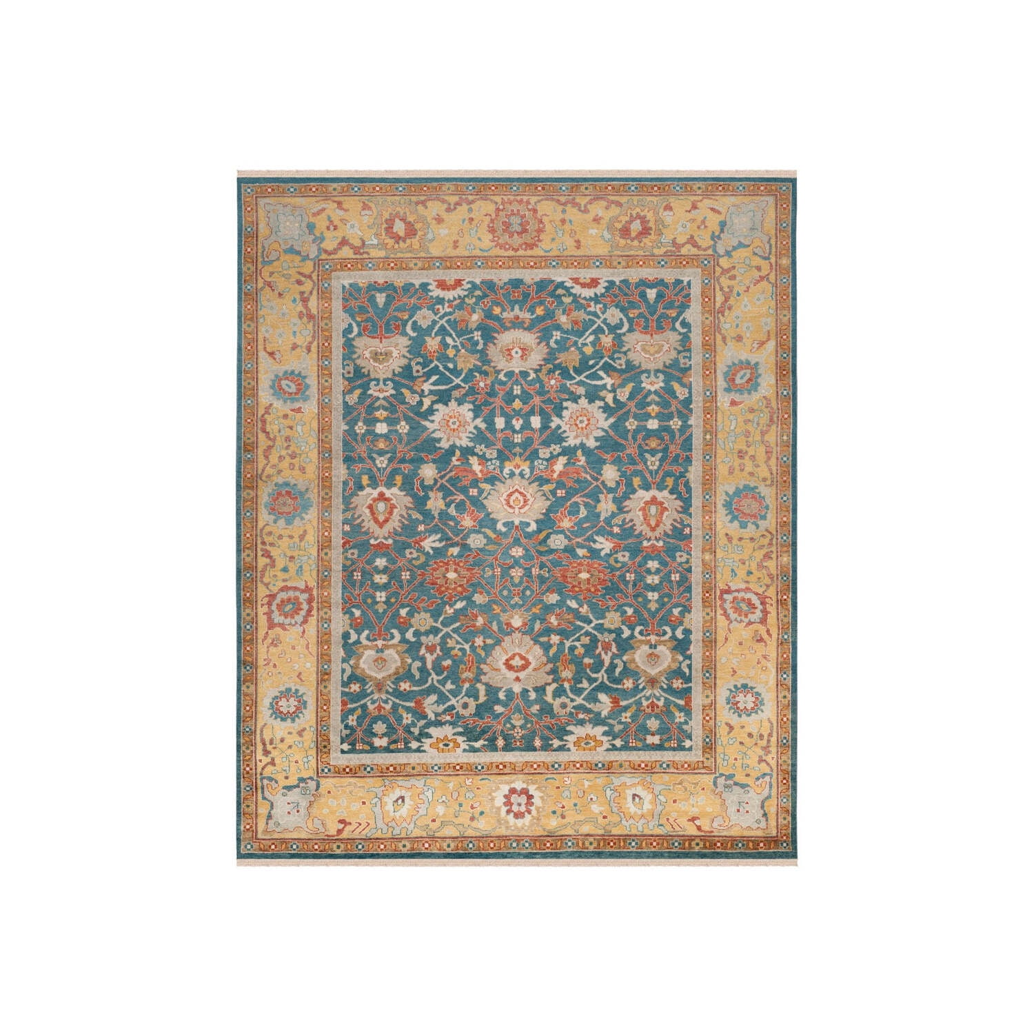 Sultanabad Artisan Blue Wool 9' x 12' Hand-Knotted Area Rug