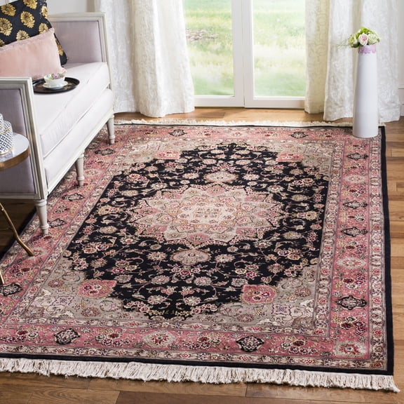 Safavieh Tabriz Floral Madrid Medallion Area Rug, Black/Rose, 8' x 10'
