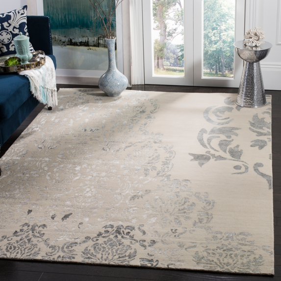 Safavieh Couture Hand-knotted Tibetan Mindra Modern Wool Rug Beige/Grey 9' x 12' 9' x 12' Grey