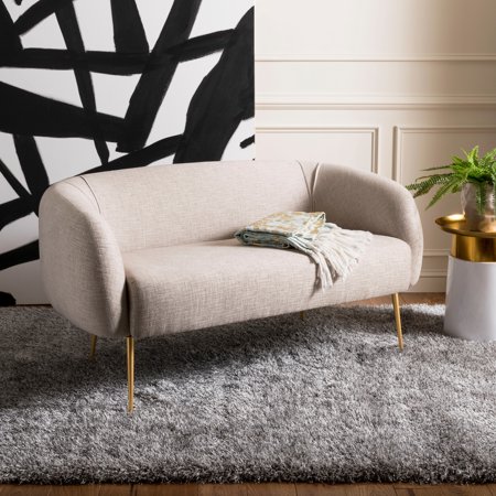 Safavieh Couture High Line Collection Alena Off-White Polyester Blend Loveseat Oatmeal