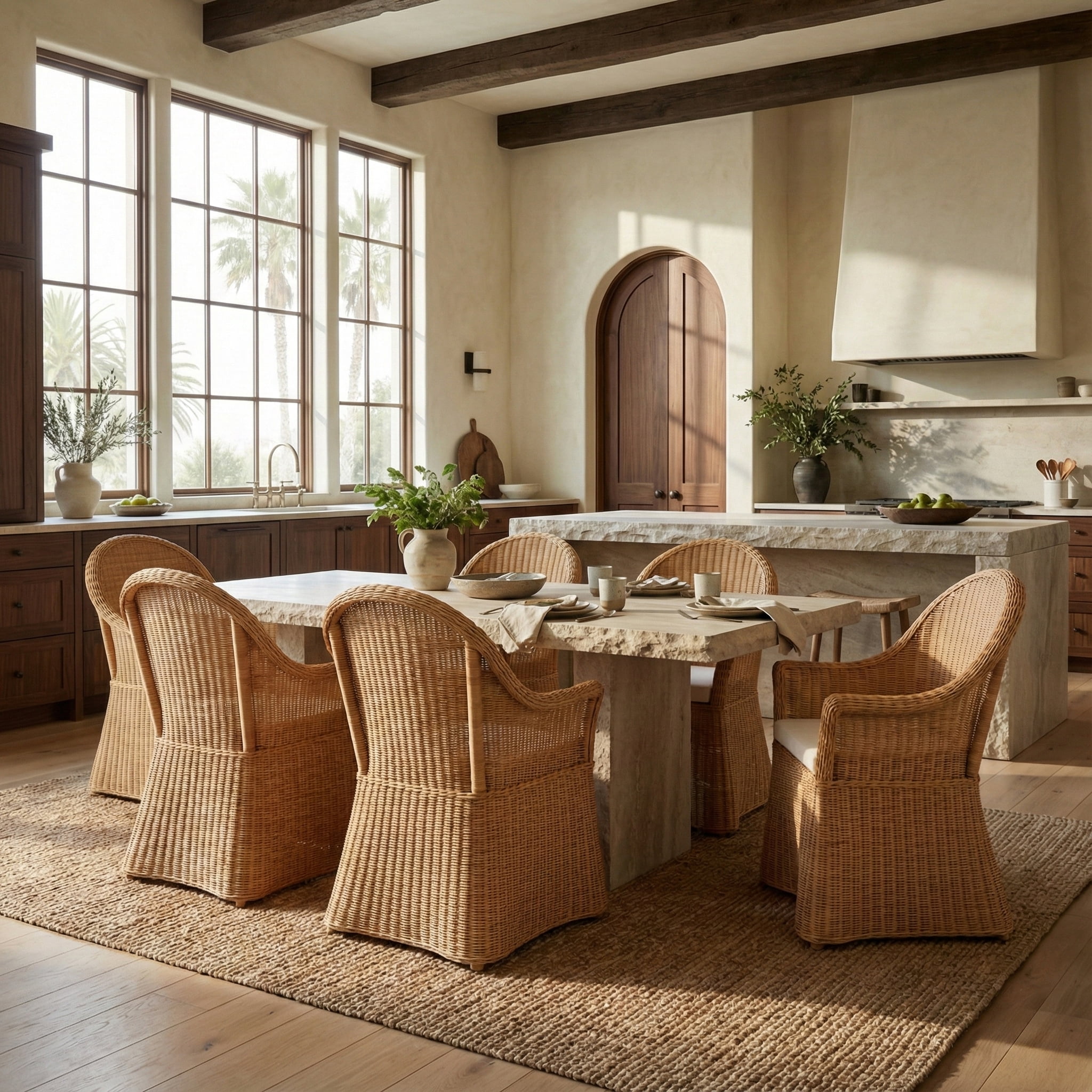 Safavieh Couture Hylda Rattan Dining Chair, Natural/White