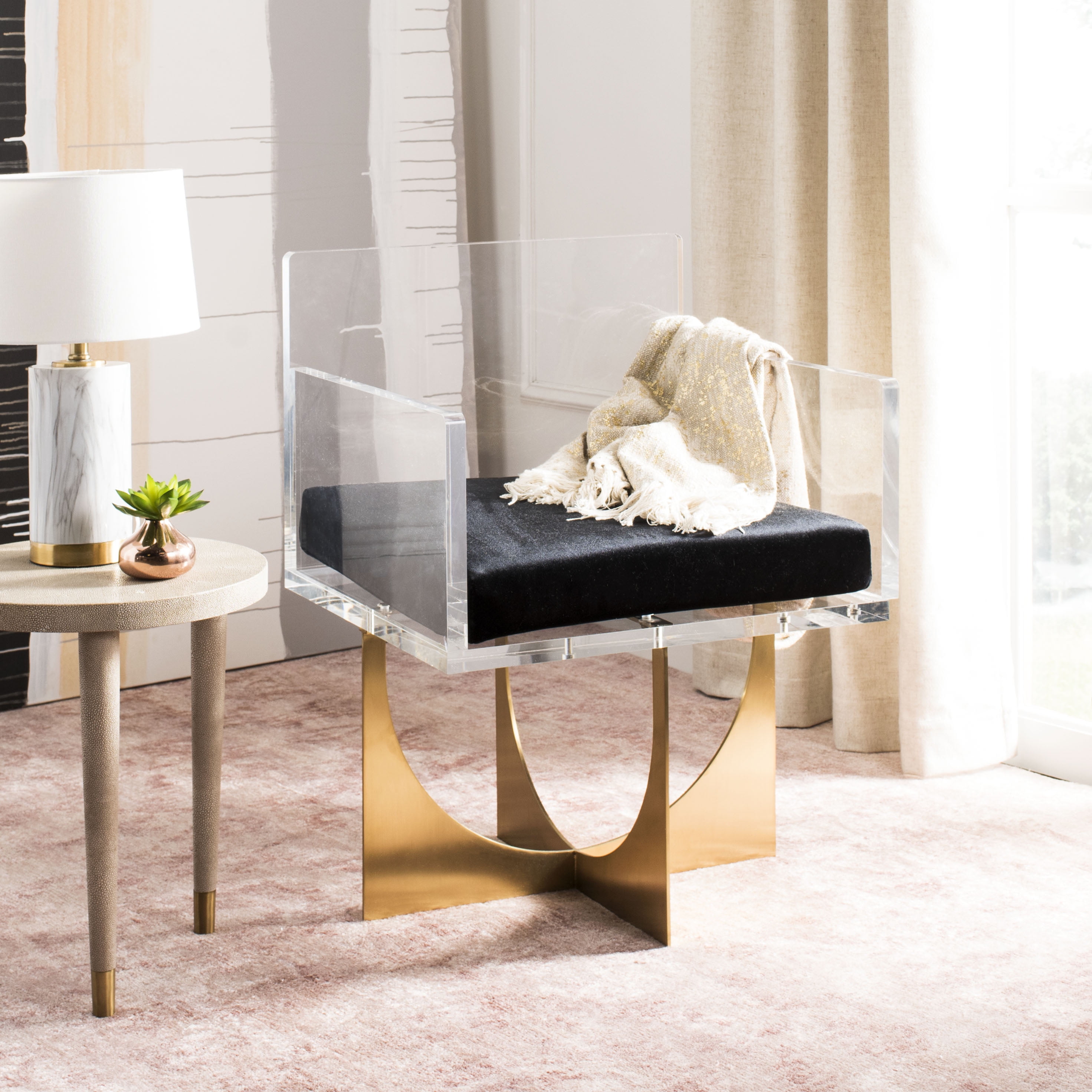 Safavieh Couture Jeneva Abstract Acrylic Arm Chair with Cushion