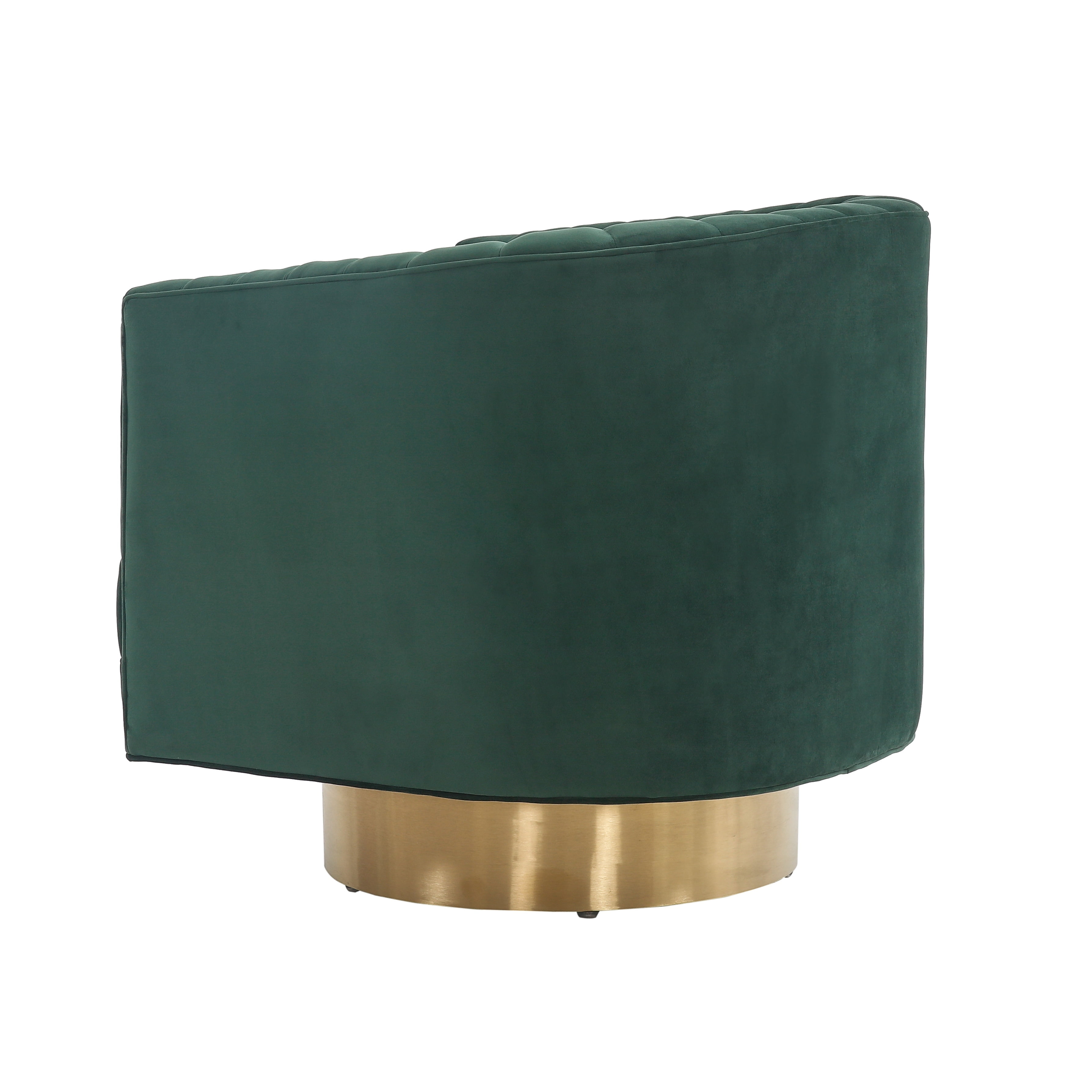 Elegant Forest Green Velvet & Gold Swivel Barrel Chair