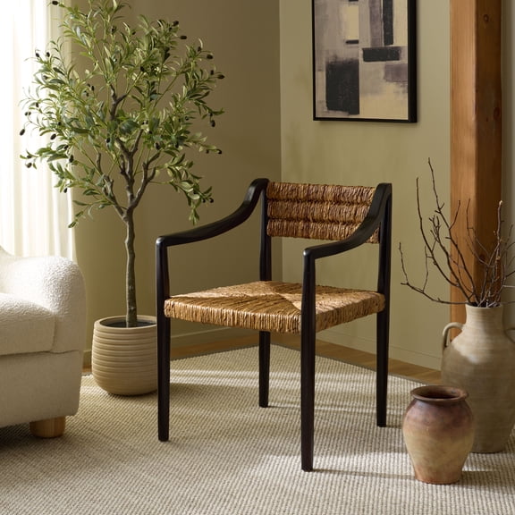 Safavieh Couture Kona Woven Abaca Dining Chair, Black/Natural