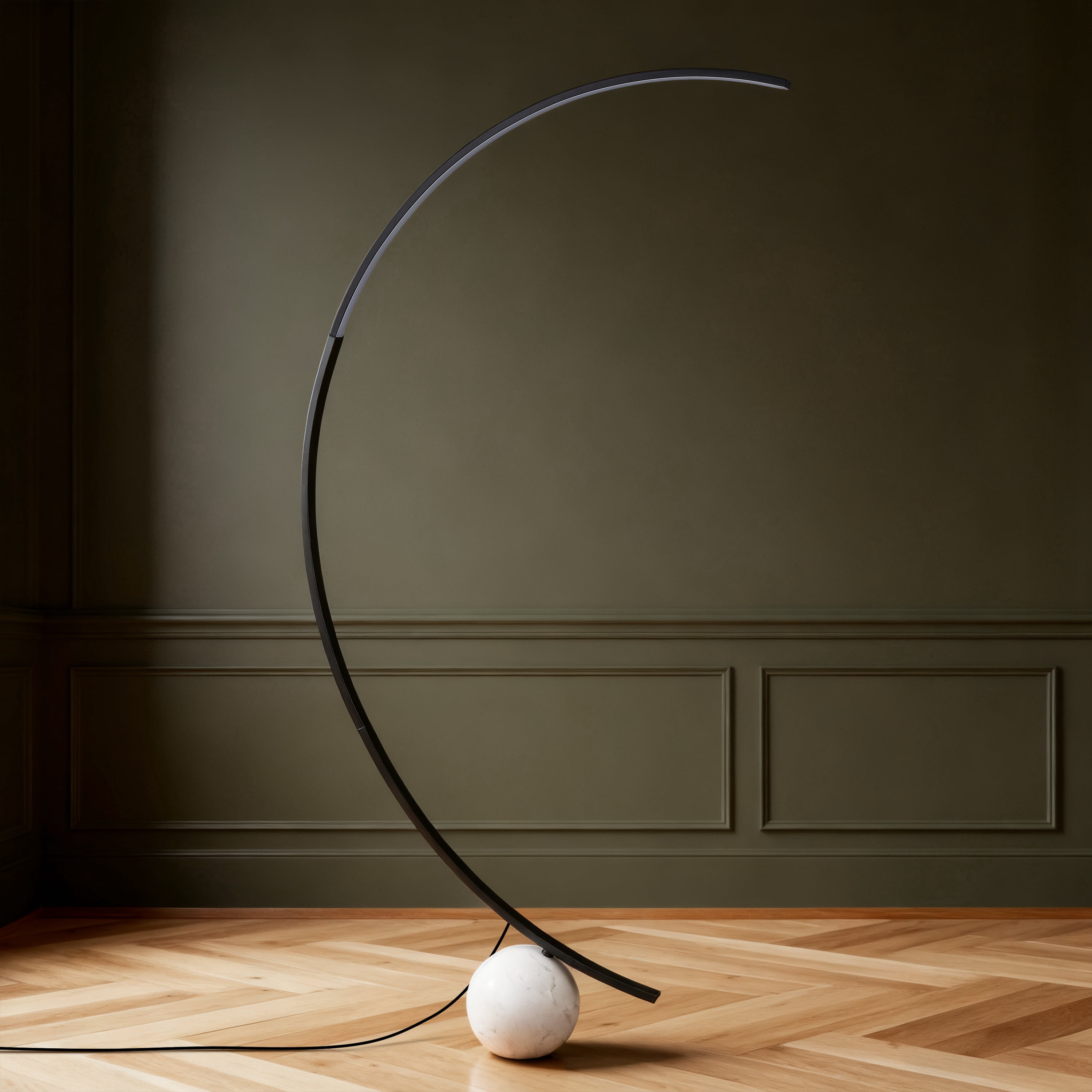 Safavieh Couture Krysandra Powder Coating Black and Gray Marble Base Floor Lamp
