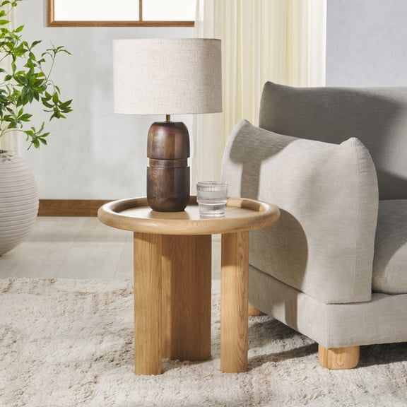 Safavieh Couture Madelynn Modern Wood Round End Table, Natural