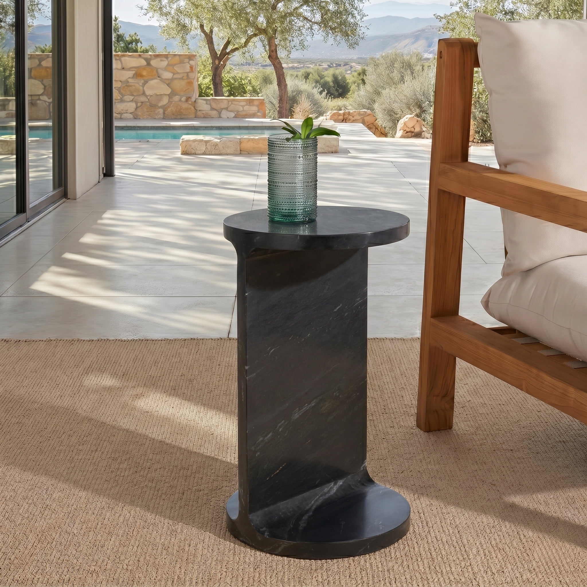 Safavieh Couture Melinda Marble Round C End Table, Black