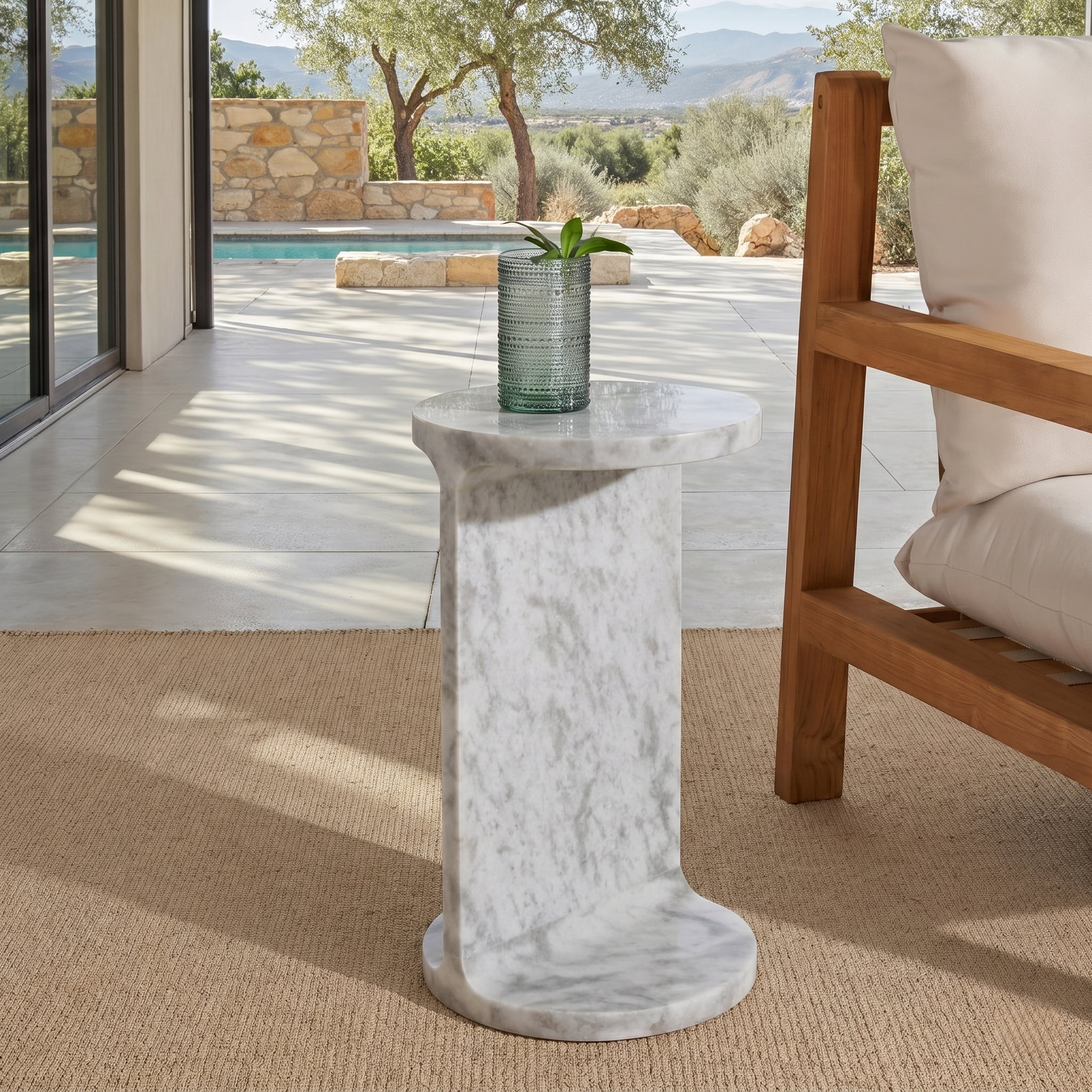 Safavieh Couture Melinda Marble Round C End Table, White