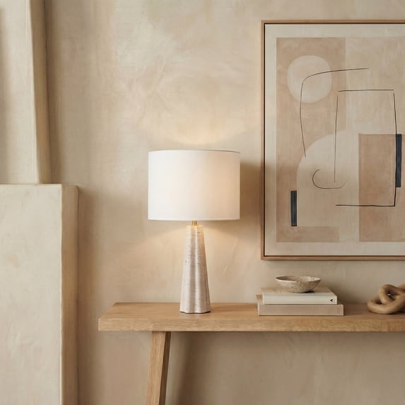 Safavieh Couture Naveen 25" Electroplating Table Lamp, Travertine