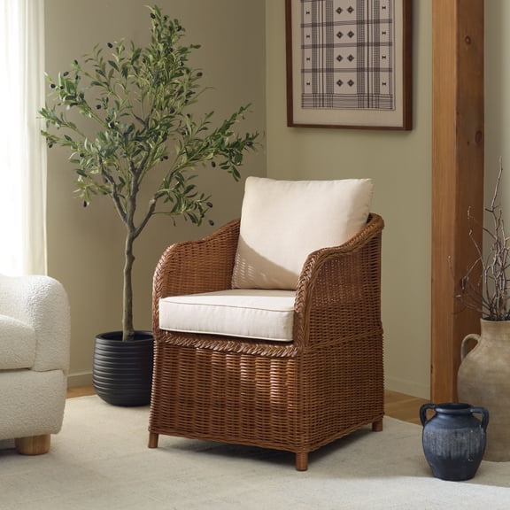 Safavieh Couture Nikolina Rattan Modern Accent Chair, Natural/Beige