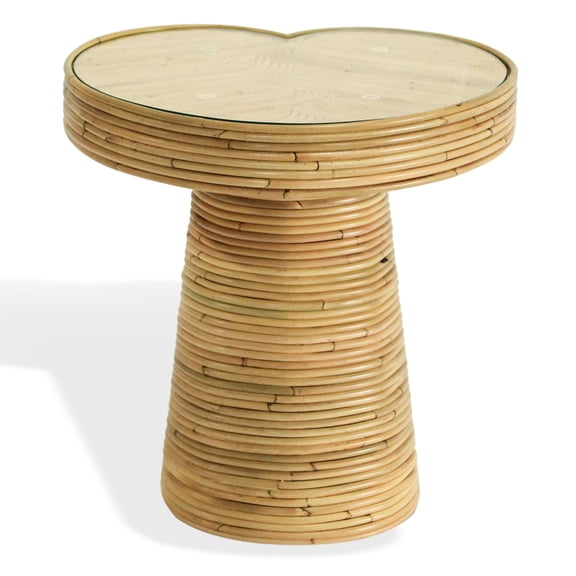 Safavieh Couture Nile Wood and Rattan Modern Heart End Table, Natural
