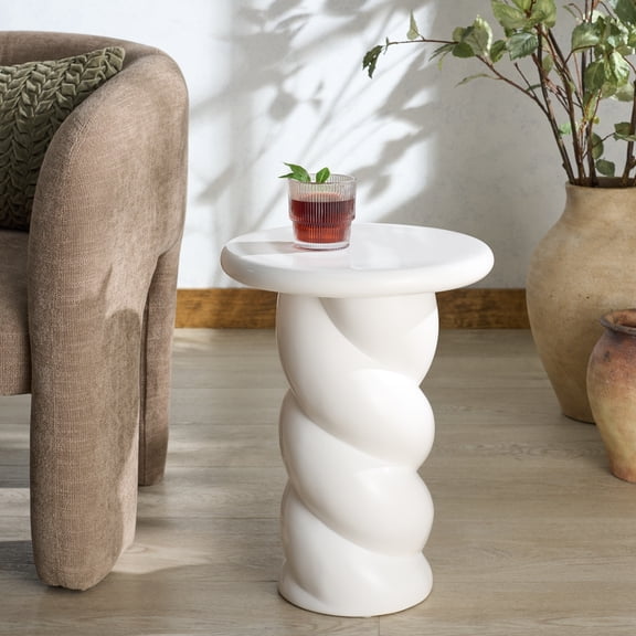 Safavieh Couture Noelly Modern Concrete Round End Table, White
