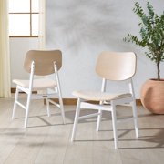 Safavieh Couture Rhonda Mid-Century Linen Dining Side Chairs, White Washed/White (Set of 2)