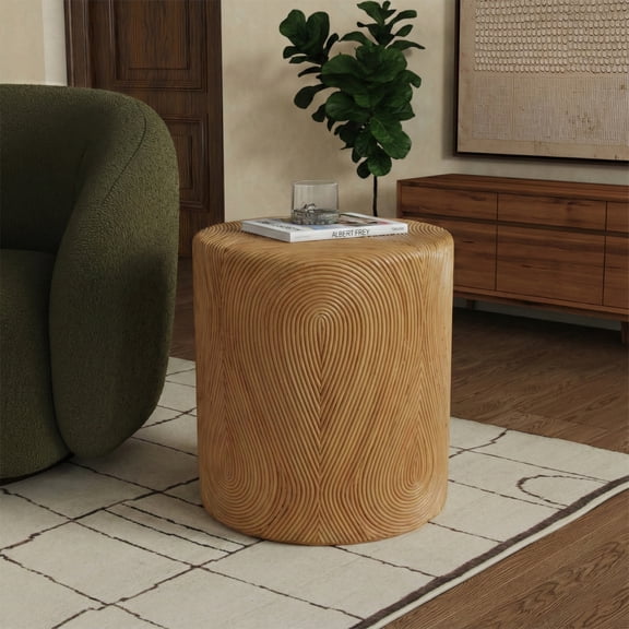 Safavieh Couture Rhynne Round Rattan Modern End Table, Natural