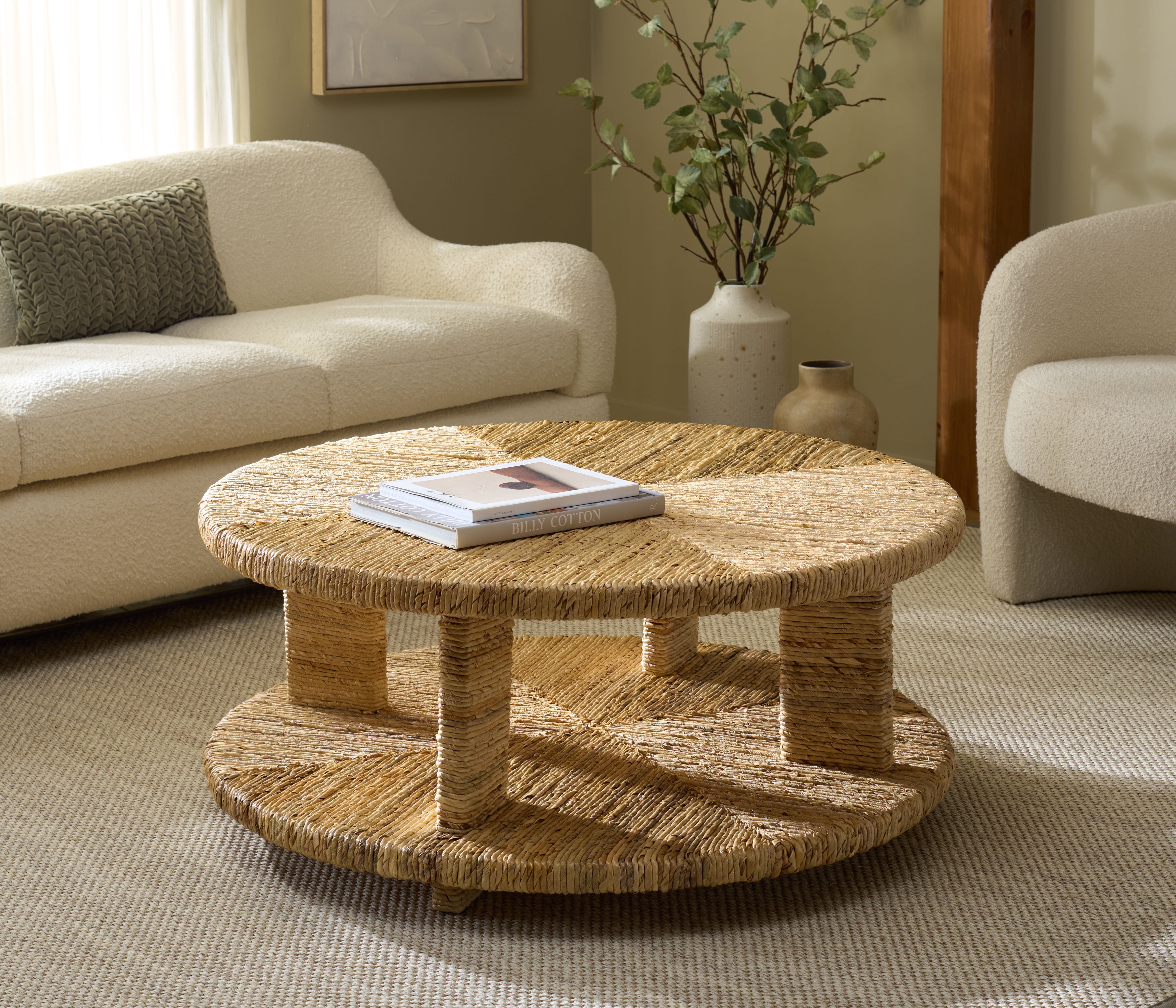 Safavieh Couture Rolando Abaca Round Coffee Table, Natural
