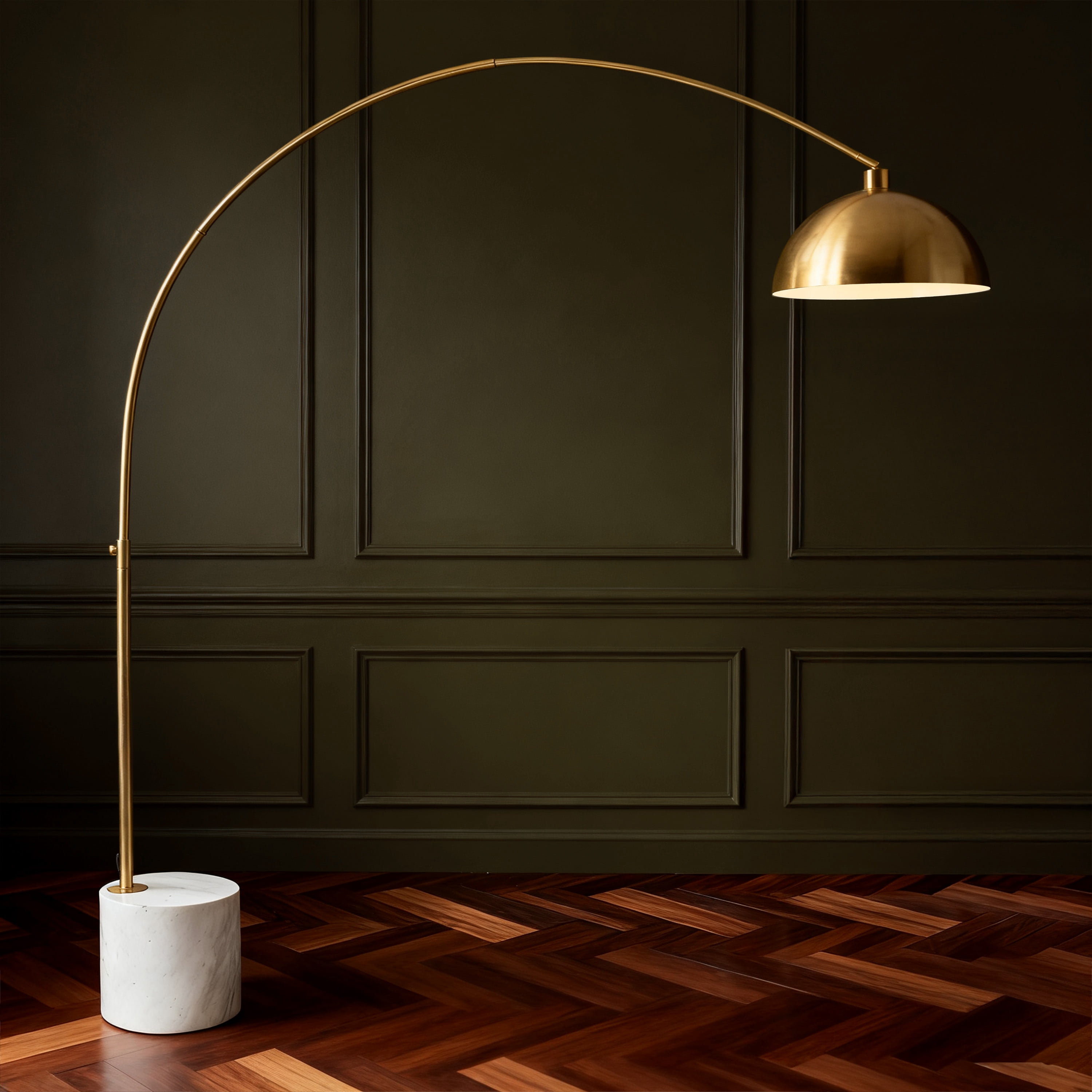 Safavieh Couture Rosabellina 80" Electroplating Gold and White Marble Base Floor Lamp