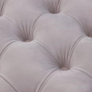 Safavieh  Couture Rumi Tufted Velvet Ottoman. Pale Taupe/Gold