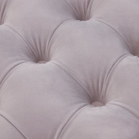 Safavieh Couture Rumi Tufted Velvet Ottoman. Pale Taupe/Gold