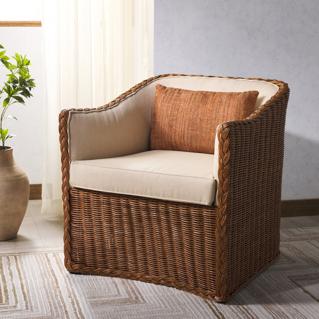 Safavieh Couture Sharon Rattan Coastal Accent Chair, Natural/Beige