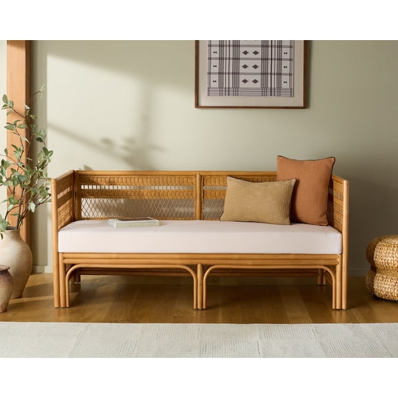 Safavieh Couture Shawnee Rattan and Wood Loveseat, Natural