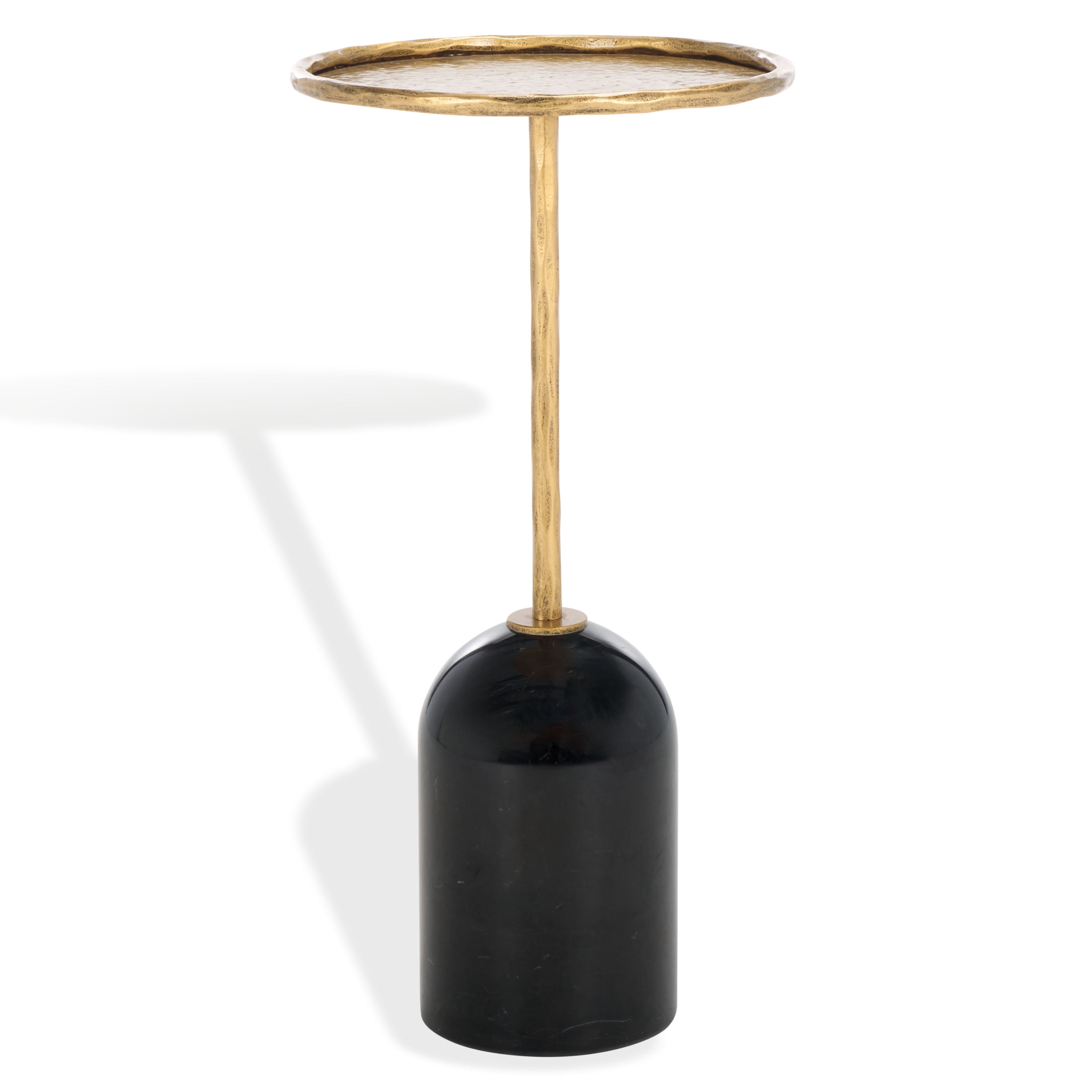 Safavieh Couture Tanyarose Metal and Marble Round End Table, Black/Black